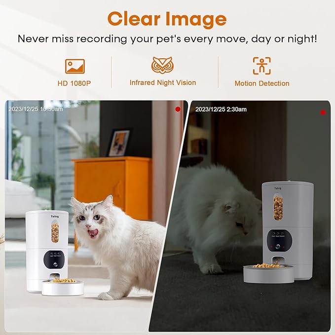 Automatic Cat Feeder Camera for 2-Cats: Easy Setup Timed Smart Dog Feeder WiFi - 2-Way Audio 5G Pet Food Dispenser APP Control for Multi-Cat 2 Pack