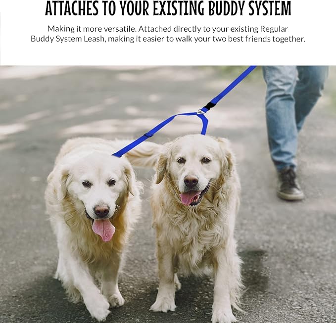 The Buddy System Accessories for Our Dog Leashes Made in USA (Double Buddy, Regular Dog Blue)