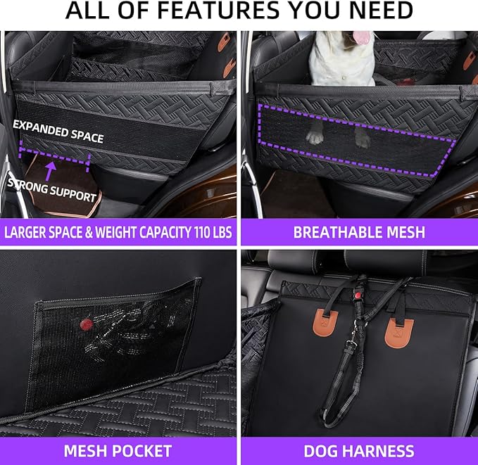 TKYZ Large Dog Car Seat,PU Leather Back Seat Extender for Dogs,Waterproof Dog Seat Cover for Backseat, Pet Bed for Car Hammock