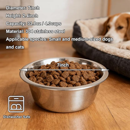 Elevated Dog Bowls, Metal Raised Dog Bowl Stand with 2 Thick 34oz Stainless Steel Food Bowls- 6.6" Tall for Small/Medium Breeds