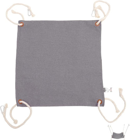 Adjustable Double-Sided Cat Hanging Hammock Bed, Reversible Small Animal Nest with Soft Fabric for Indoor Cage and Window Use, Light Gray Kitten Nest