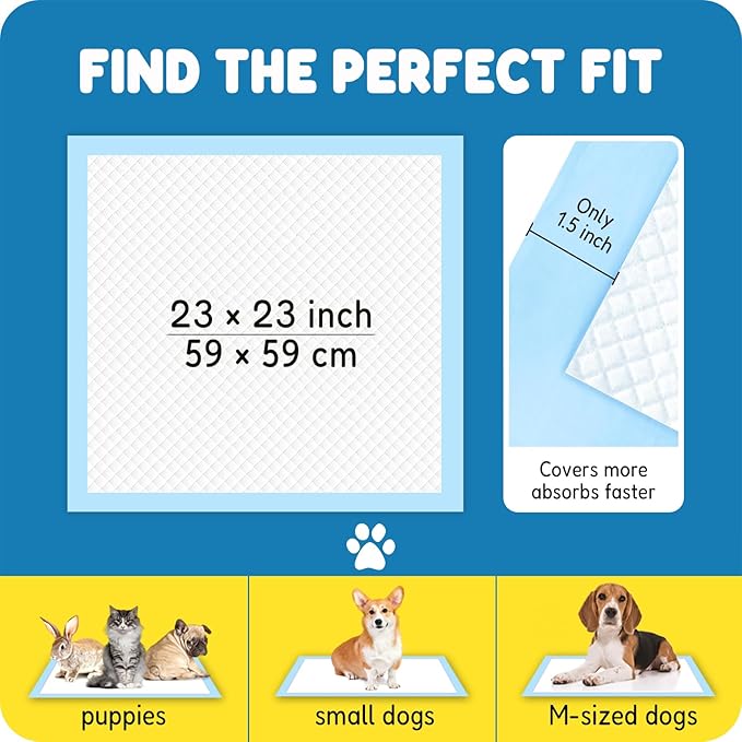 MoMoCo Puppy Pads 23" x 23", 6-Layer Super Absorbent Dog Pee Pads, Leak-Proof Dog Training Pads for Hardwood Floors & Apartments, Flash-Dry Disposable Potty Pads for Puppies & Senior Dogs, 100 Count