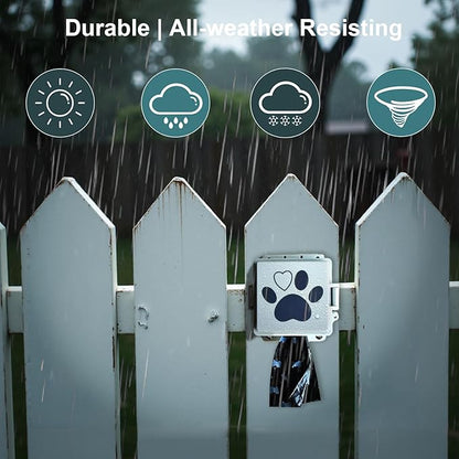 Dog Poop Bag Holder Wall Mount Pet Waste Bags Dispenser With Hooks And 2 Rolls, 2 Pcs Set, 2 Mini Waterproof Doggy Bag Containers For Yard, Backyard Cleanup (2 mini dispensers)