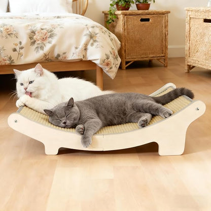 HOTEAGLE Cat Hammock Bed for Indoor Cats, Upgrated Support Rods, Ideal for Cats/Bunny/Puppy, Place Living Room, Bedroom, Couch, Thicken Sisal Pet Chair Lounger for Two Cats
