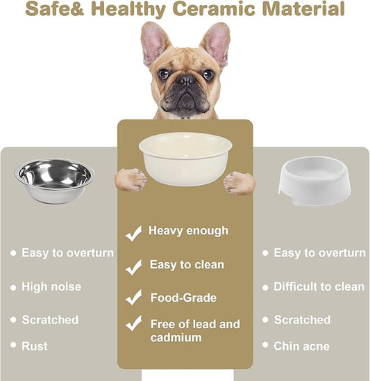 Single Replacement Bowl for 6.3'' High Elevated Dog Bowls, Non-Slip Pet Feeding Dishes for Small Medium Dogs and Cats, Durable Porcelain Dog Food and Water Bowls(28oz, Cream White)