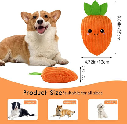 Andiker Dog Carrot Toy, 9.84'' Dogs Squeaky Toys Inside with a Squeaker Soft Stuffed Cotton Dogs Plush Toy to Grind Teeth and Kill Time for Small and Medium Dog and Puppy (Blue)