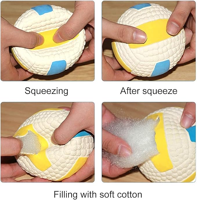 Squeaky Rubber Latex Dog Toy for Small Medium Large Dogs Bouncing Interactive Fetch and Play Floats on Water for Soft Chewer (Small, Volleyball)