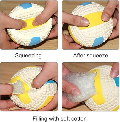 Squeaky Rubber Latex Dog Toy for Small Medium Large Dogs Bouncing Interactive Fetch and Play Floats on Water for Soft Chewer (Small, Volleyball)