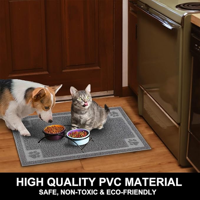 Pet Feeding Mat for Small Dogs and Cats 24" x 16" Flexible and Waterproof Dog Bowl Mat for Food and Water, Easy to Clean Dog Food Mat with Non Slip Backing