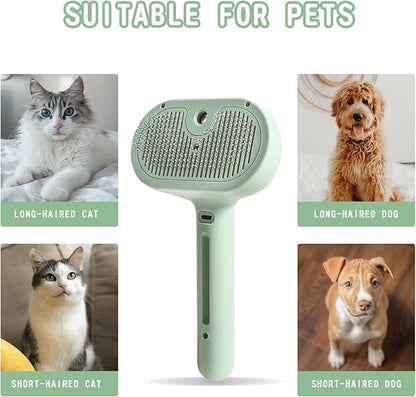 Spray Cat Brush for Shedding - Water Brush for Cats and Dogs with Steam - Pet Hair Removal Comb with Water Tank and Release Button-Pet Spray Hair Comb (Sky Blue)