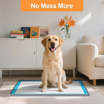 Pee Pad Tray Holder for Dogs,Non-Slip Silicone Dog Puppy Pad Holder,25 x 25 Square Puppy Potty Training Pads,No Spill Raised Lip High Edge,Portable, Leak-Proof Mat Trays for Indoor Floor Protection