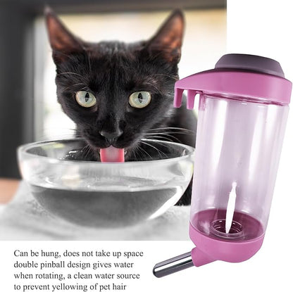 Dog Crate Water Bottle Dispenser - No Drip Dog Kennel Water Dispenser & Cage Bottle - Easy-to-Use Water Bottle for Cat Crate - Perfect for Keeping Your Pet Hydrated (Pink)-500ML