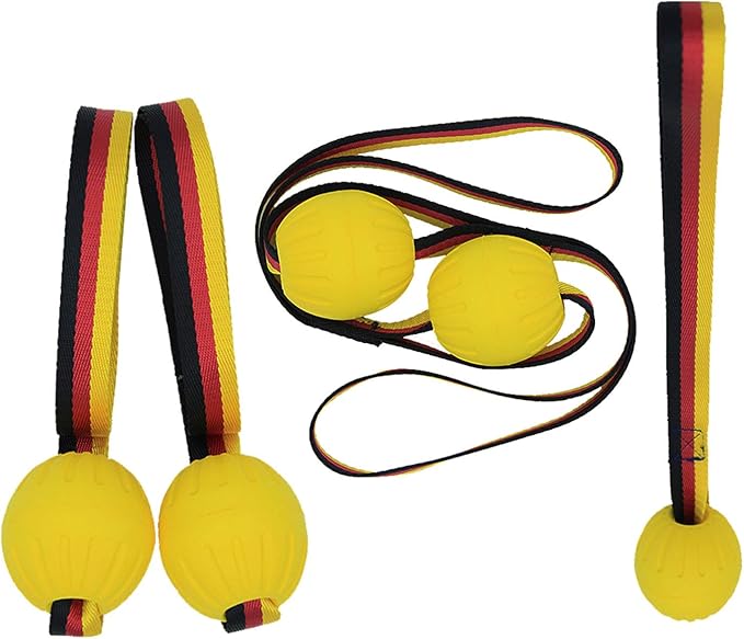2pcs Diameter 2.76inch Dog Rope Ball, EVA Rubber Ball on a Rope Dog Toy can Floats in Water, for Interactive Pet Chewing Training Working Dog Rope Ball Toy, Tugging Ball Toys(Yellow)