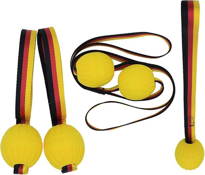 2pcs Diameter 2.76inch Dog Rope Ball, EVA Rubber Ball on a Rope Dog Toy can Floats in Water, for Interactive Pet Chewing Training Working Dog Rope Ball Toy, Tugging Ball Toys(Yellow)