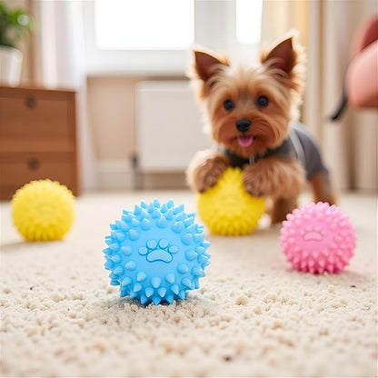 3Pcs Colorful Dogs Toy Spiky for TPR Ball No Squeak Chew Toy Long Lasting for Aggressive Heavy Chewers Dogs Puppy Teething Training Spiky Rubber Ball Toy Small,Dog Chew Toys for Aggressive Chewers