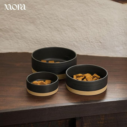 Mora Ceramic Pet Bowl Size Large - Food/Water Dish for Large Dogs, Cats, Great Dane, Mastiff, ect. 50oz or 8 Cups - Basic Bowls for Your Large Dog or Cat, Mix and Match for a Set - Liquorice