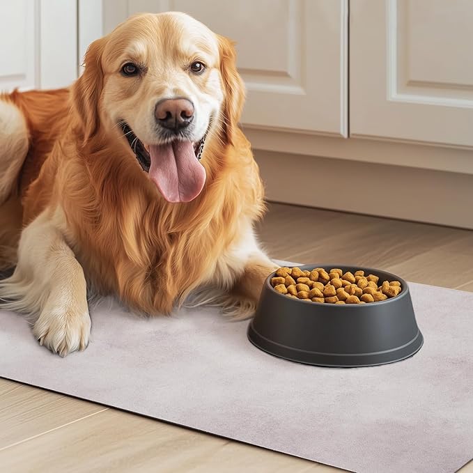 Dog Food Mat for Floors Waterproof Quick Dry Pet Placemat Cat Feeding Bowls Mats for Food and Water, Eco-Friendly Dog Accessories Diatomite Pets Supplies 12" X 20"