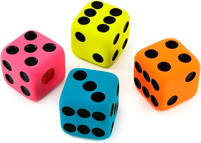 CHIWAVA 4 Pack 1.7" Squeaky Latex Dog Toys Dice Puppy Fetch Interactive Play for Small Dogs