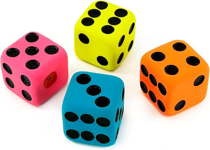 CHIWAVA 4 Pack 1.7" Squeaky Latex Dog Toys Dice Puppy Fetch Interactive Play for Small Dogs