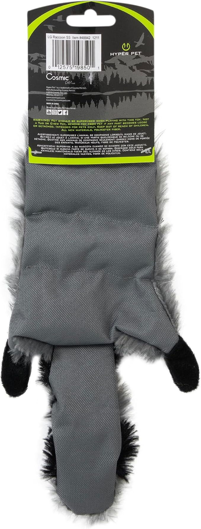 Hyper Pet Critter Skinz Super Squeaker Raccoon Stuffing Free Plush Soft Dog Toy, Large, Pack of 1