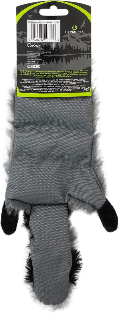 Hyper Pet Critter Skinz Super Squeaker Raccoon Stuffing Free Plush Soft Dog Toy, Large, Pack of 1