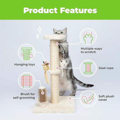 Best Pet Supplies Catify Cat Scratcher, Fun Interactive Scratchers, Posts, Poles, Claw Safe, Furniture Saver Indoor Play Support Natural Cat Behaviors Heavy Duty - Beige, 11.78 x 11.78