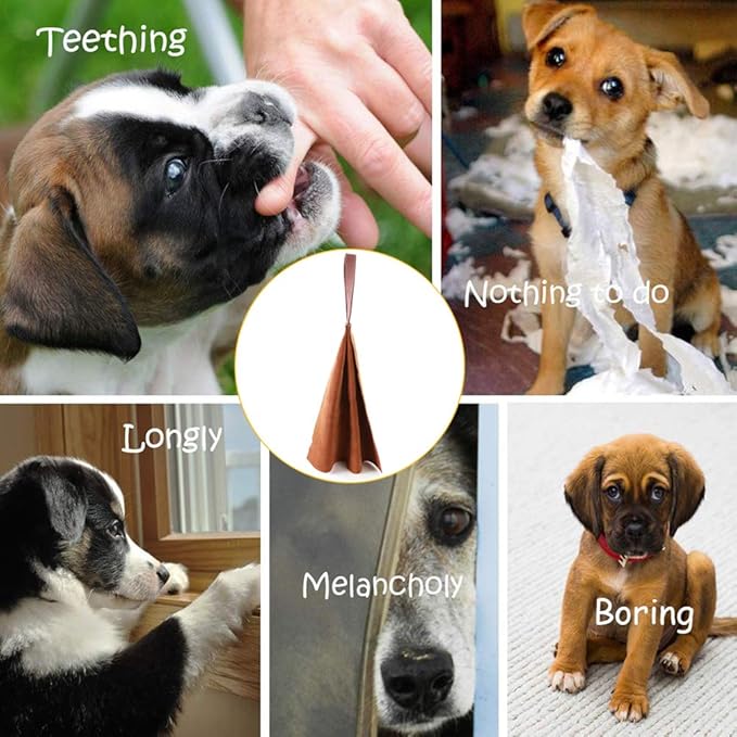 Lifeunion Dog Tug Bite Toy with Handle Leather Soft Durable Dog Training Tug of War Toys (Brown)