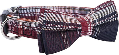Faleela Soft &Comfy Bowtie Dog Collar,Detachable and Adjustable Bow Tie Collar,for Small Medium Large Pet (Red and White, Medium (Pack of 1))