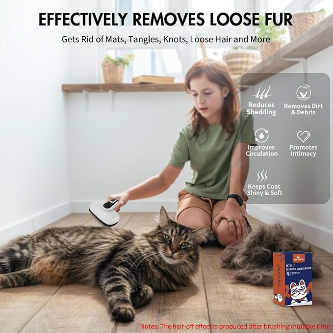 Cat Brushes for Indoor Cats - Self Cleaning Slicker Brush for Shedding Short & Long Haired Dogs, Skin Friendly Deshedding Grooming Tool to Removes Loose Fur, Mats,Tangles & Undercoat, Gray