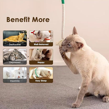 3 PCS Cotton Rope Cat Toys with 3 Pack Catnip for Indoor Cats, Interactive Cat Rope Toys with Silvervine Fruit for Cats and Kittens, Handmade Pet Chew Toys for Teeth Cleaning