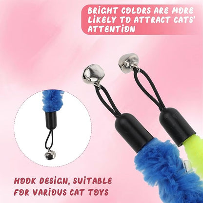 Vin Beauty 12 Pcs Cat Worm Toy Refills Cat Toys Wand Replacement Cat Wand Refills Worm Teaser with Bells Cat Wand Attachments Worm Toy Cat Accessories for Bored Indoor Cats Kitten