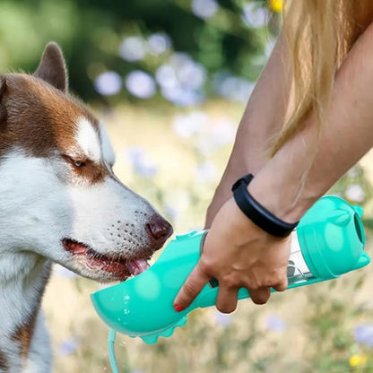 Portable Travel Pet Water Bottle – Leakproof Dog Water Dispenser with Poop Bag Holder & Waste Shovel – Ideal for Walking, Hiking & Outdoor Adventures (Blue)