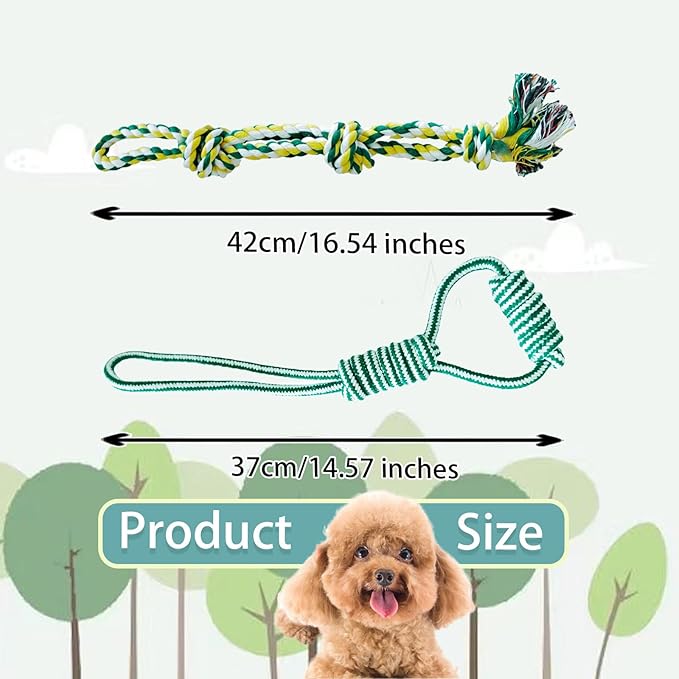 2 Packs Dog Rope Toys, Interactive Toys Dog Chew Toy for Large Breed to Consume Energy, Relief Stress& Dental Cleaning (A)