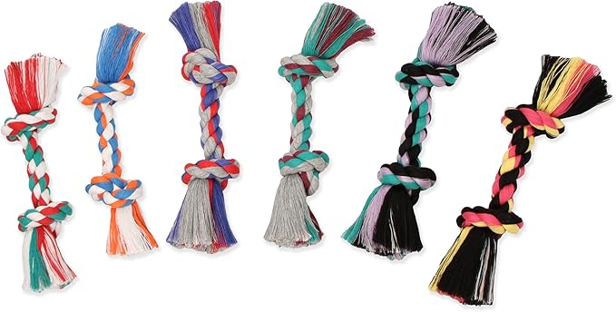 Mammoth Pet Products Flossy Chews Cottonblend Color Rope Bone, Small 9-Inch, multicolored (20002V)