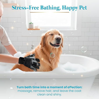 Pet Hair Remover Gloves System – 3-in-1 Set: 2 Grooming Mitts + 1 Reusable Pad for Dogs, Cats & Horses – Professional Shedding Brush for Long & Short Hair