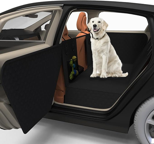 Dog Car Seat Cover for Back Seat Larger,Waterproof Oxford cloth Hard Bottom Car Seat Cover for Dogs,Nonslip Backseat Dog Cover with Upgraded Door Protection Flap,Dog Hammock for Full Size Truck55×32in
