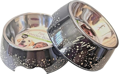 Pet Feeder Bowl Set, 20 Oz Stainless Steel Bowls with Non-Slip Base, 8.5 Inch Wide, Set of 2, for Large Dogs