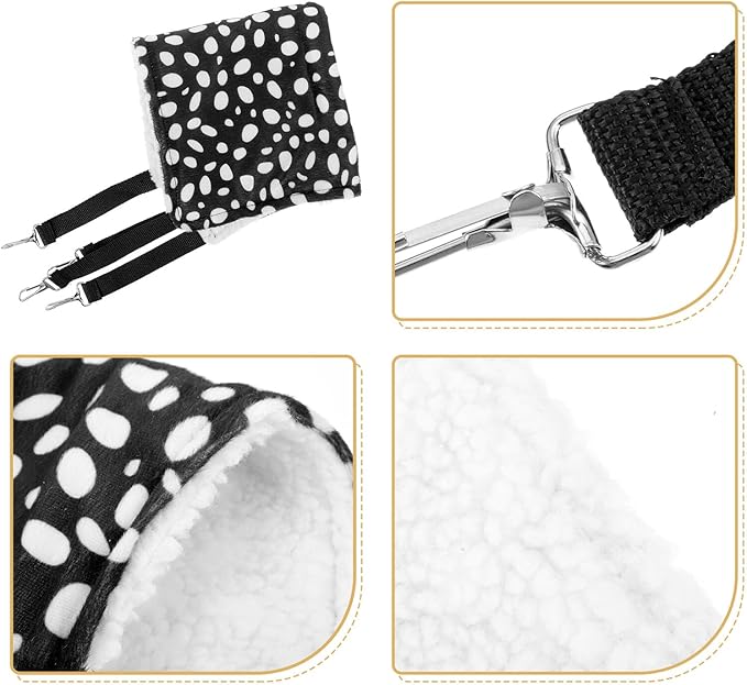 Unomor Double-Sided Cat Hammock Hanging Bed Breathable Cat Sleeping Bed 35x35cm Black and White Dots Medium Indoor Pet Cushion Comfortable Nest