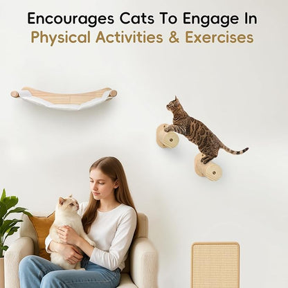 Cat Wall Hammock, 2 Pcs Cats Climbing Shelf, Large Wall Shelves Bed and Scratcher Board for Climbing, Sleeping, Playing, Scratching Mat,for Indoor Cat Mounted Furniture Perch
