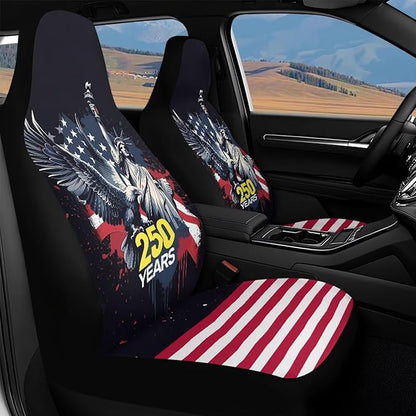 250th Anniversary Car Front Seat Covers Eagle 2 Packs Automotive Front Seat Covers Waterproof Bucket Seat Cover Protective Car Interior Accessory