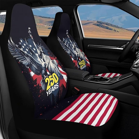 250th Anniversary Car Front Seat Covers Eagle 2 Packs Automotive Front Seat Covers Waterproof Bucket Seat Cover Protective Car Interior Accessory