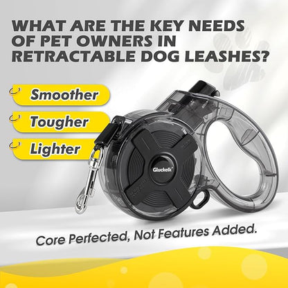 16 ft Retractable Dog Leash, One-Handed Brake, 360° Tangle-Free, Strong Nylon Tape, for Dogs up to 55 lbs