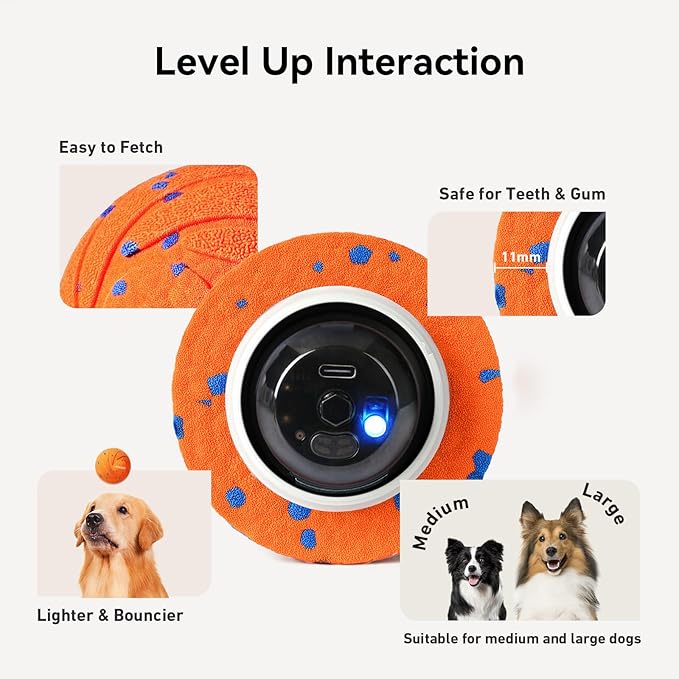 Cheerble Smart Interactive Dog Toy, Wicked Ball AIR, Automatic Moving, Bouncing, Rotating, IPX7 Waterproof Rating, Active Rolling Ball for Puppy, Medium and Large Dogs