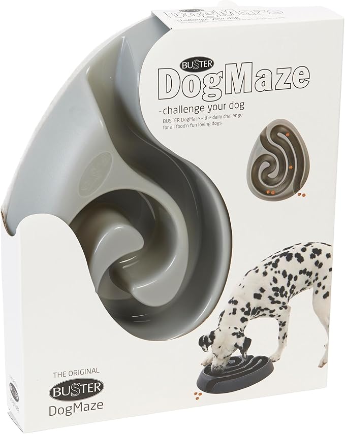 Kruuse Buster DogMaze Grey Bowl – Non-Toxic Interactive Slow Feeder for Better Digestion & Energy
