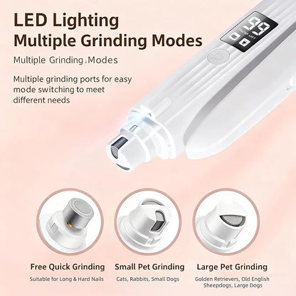 2-in-1 Dog Nail Clippers & Cat Nail Clipper with 2 LED Lights, USB Rechargeable with Smart Power Display, Low Noise Grooming Tool for Small, Medium, and Large Dog & Cat Nail Trimmer(White)