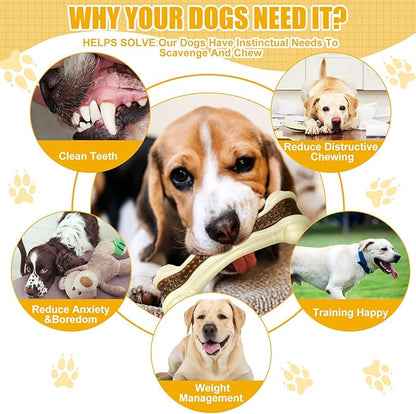 Sosation 10 Pcs Dog Chew Toys for Aggressive Chewers Nylon Beef Flavor Dog Bones Tough Puppy Teething Toys Puppy Chew Bones for Large/Medium/Small Breed Dogs Puppies (6.3 x 2.17 Inch)