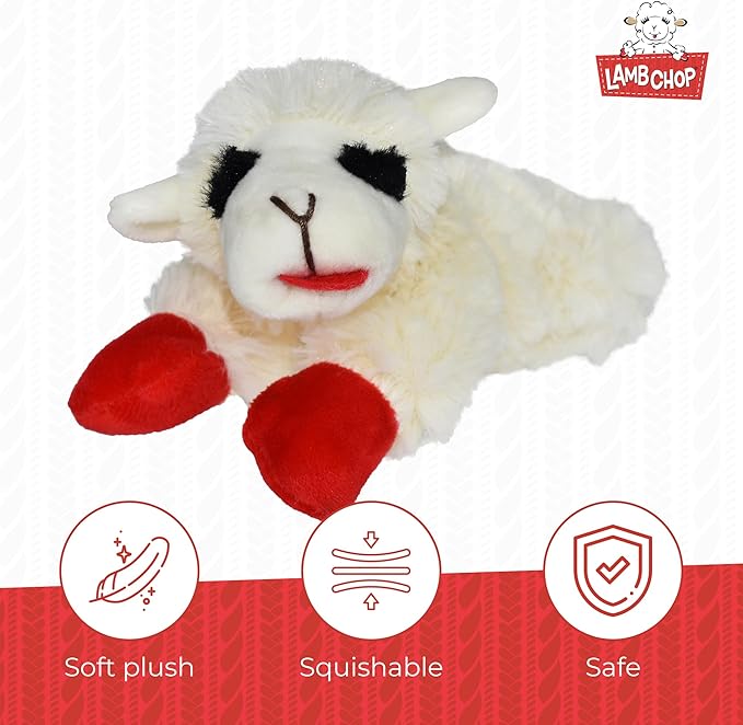 Multipet Lamb Chop Dog Plush Toy - Squeaky Toy for All Dogs - Extra Soft Plush - Stuffed Animal Dog-Toy for Cuddling & Playing - Cute Pet-Toy (6",Cream),(Pack of 3)