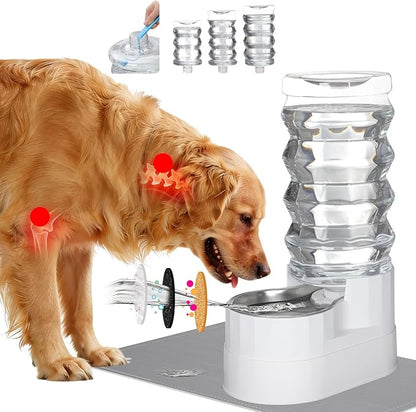 RIZZARI 9L Water Dispenser for Dogs: Automatic Stainless Steel Pet Feeder-Removes Odors - Softens Water-Helps Prevent Urinary Stones -Extends Lifespan -Supports Spinal Health in Senior Dogs- Gardens