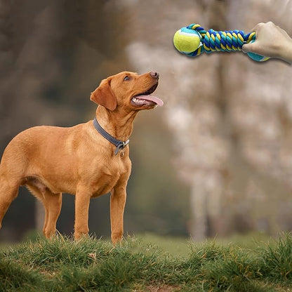 Dog Rope Toy, Dogs Toy with Tennis Balls for Aggressive Chewers - Interactive Pet Tug Rope Ball for Training & Promoting Relationship, Pets Chew Toy for Small, Medium, Large Dogs (Red)