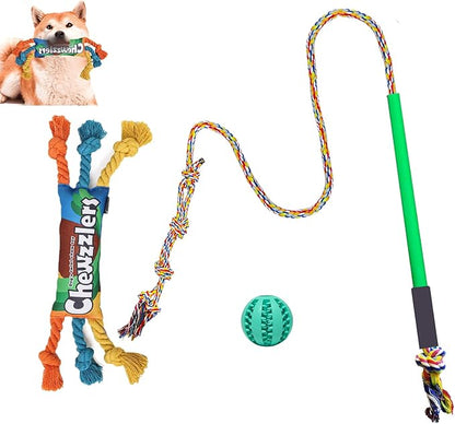 Flirt Pole Dogs,Interactive Dog Toys Dog Toy Stick,Dog Chew Toy Rope for Chewing &Training Small Medium Large Dogs Pulling, Chasing, Chewing, Training, Exercising,ROPE-67in